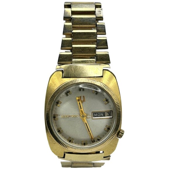1971 Bulova Accutron 218 E77850 Yellow Gold Plated Day/Date Watch - NOT WORKING - Picture 1 of 9